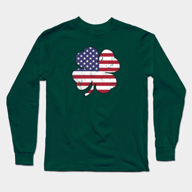 American Flag Shamrock Long Sleeve T-Shirt by MikesTeez